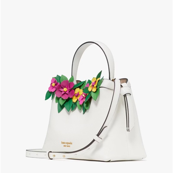 Kate Spade Knott Floral Applique Medium Top-handle Bag, Light Cream NWT - Picture 2 of 8